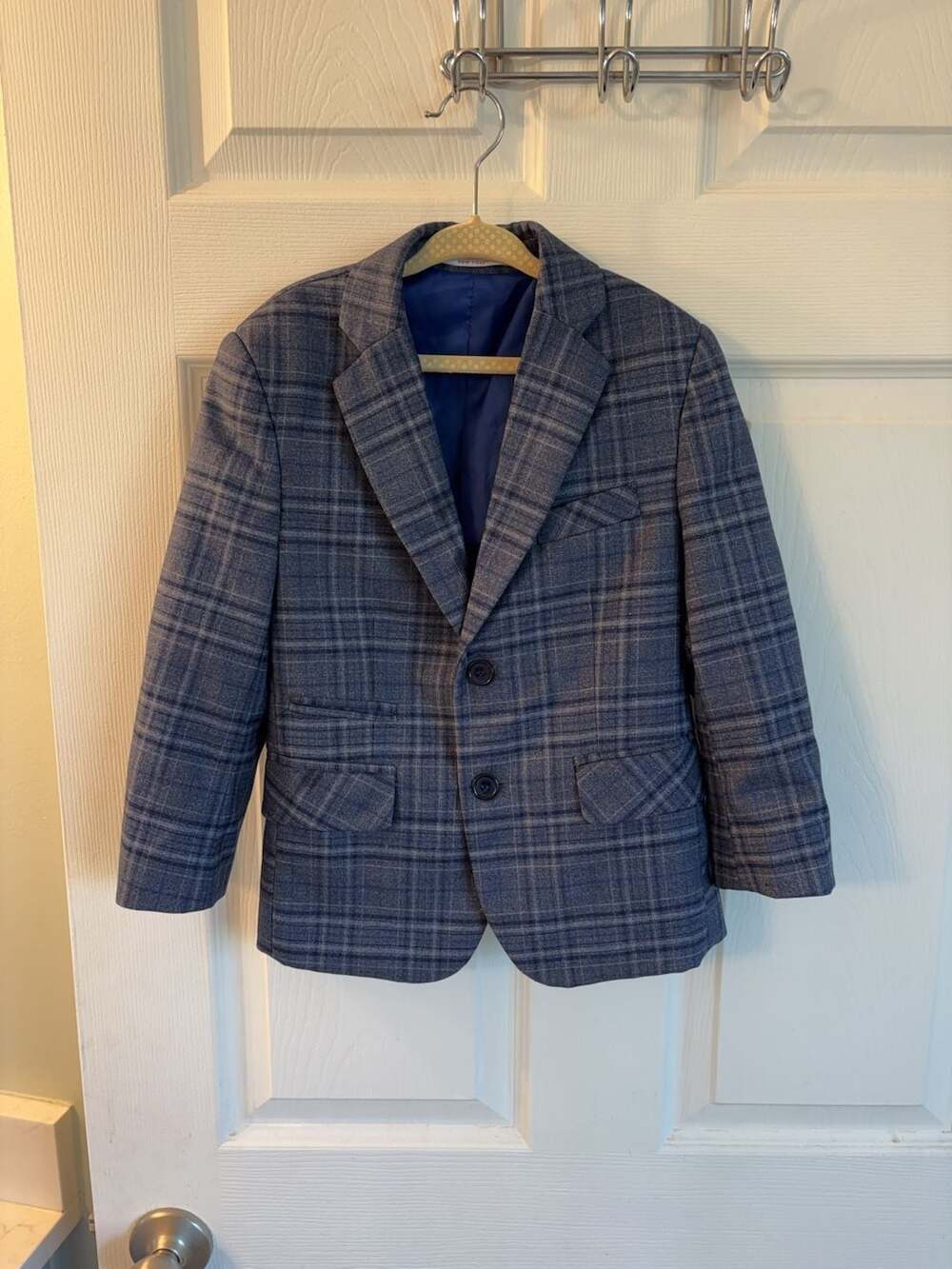 Isaac Mizrahi New York Boys Plaid Blazer Jacket Size 4 with Elbow Patches